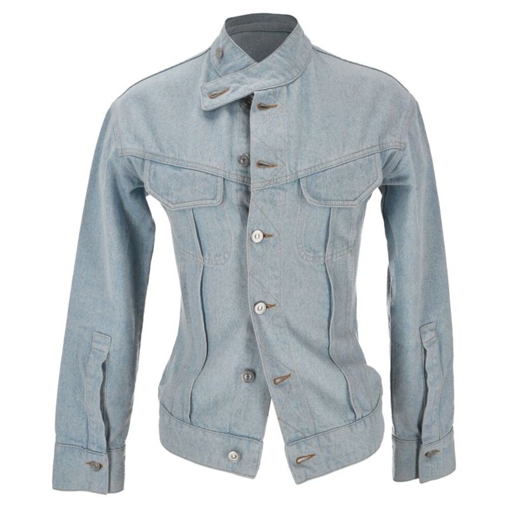 Victoria Beckham Sculptural Denim Jacket in Blue Cotton